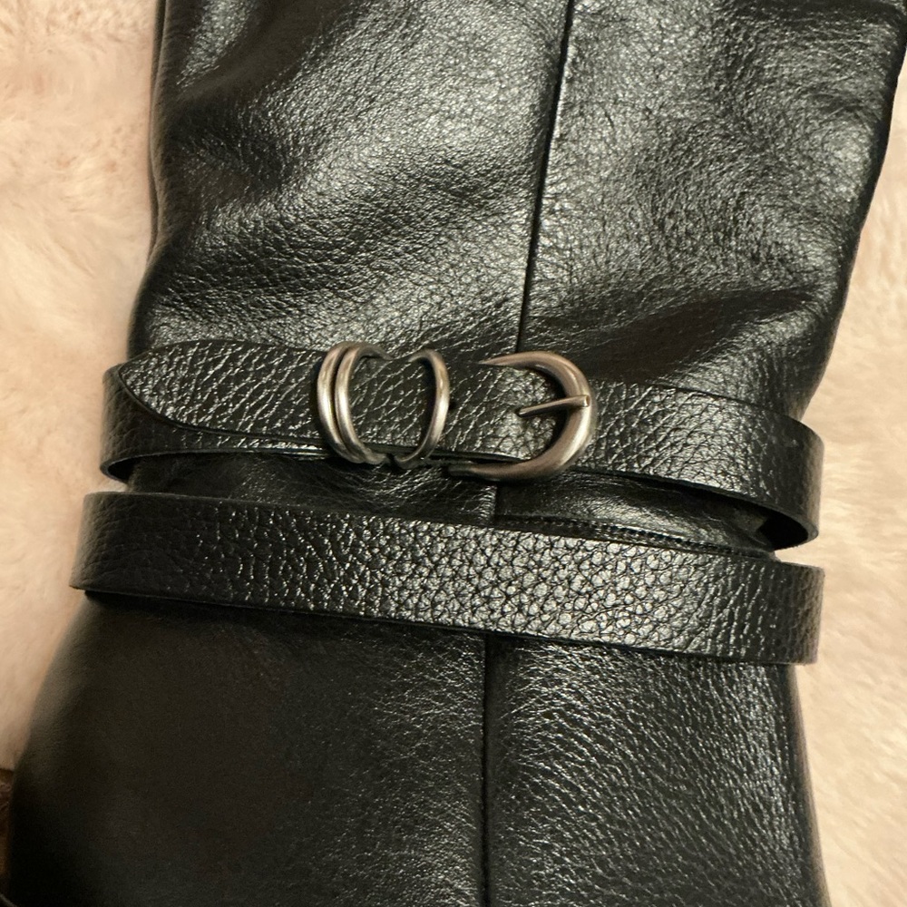Dolce Vita Black Pointed-Toe Mid-Calf Heeled Boots with Strap SIZE 8-5 - Picture 14 of 16
